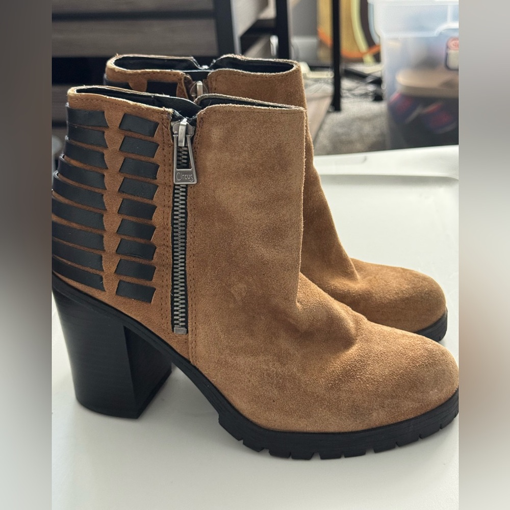 Circus by Sam Edelman Tan and Black Ankle Booties